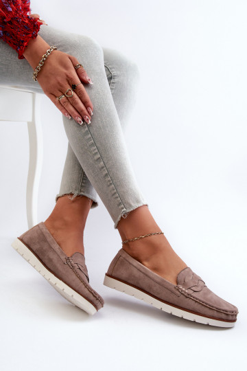 Women's Eco Suede Moccasins, Dark Beige Nestalia 2