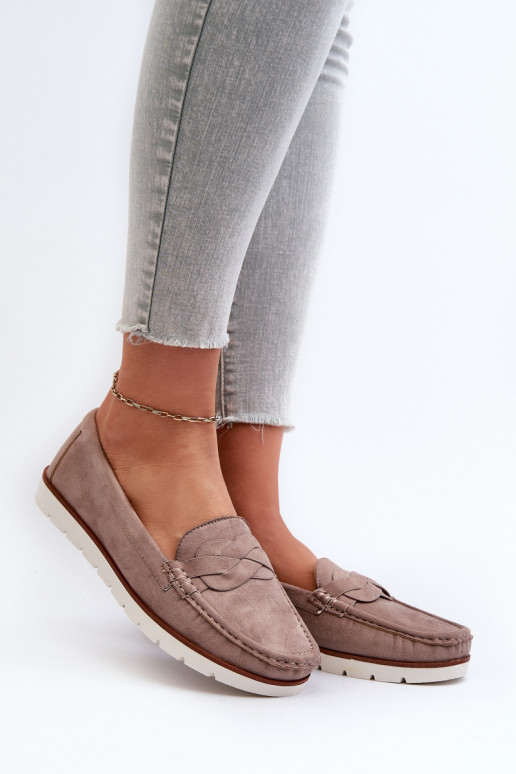 Women's Eco Suede Moccasins, Dark Beige Nestalia