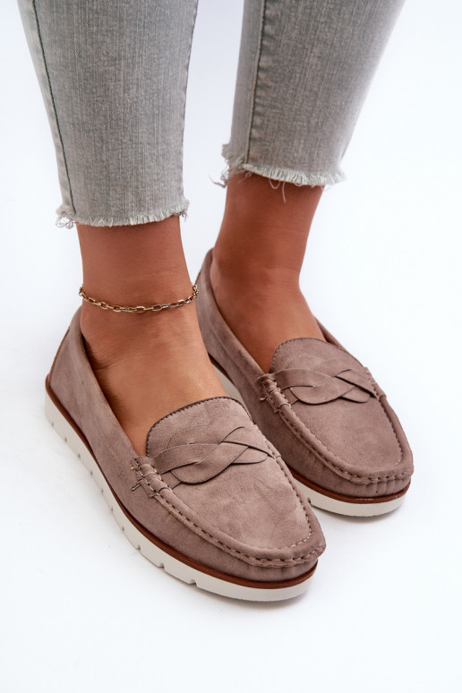 Women's Eco Suede Moccasins, Dark Beige Nestalia