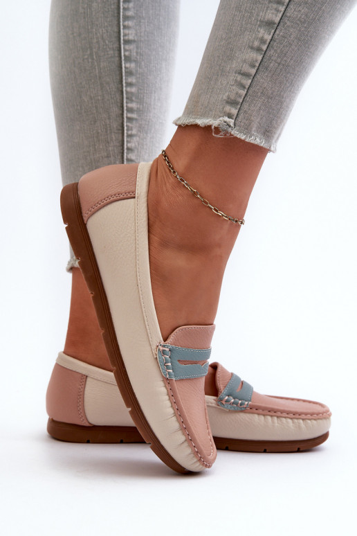 Women's Pink Faux Leather Moccasins Vikitara Women's Pink Faux Leather Moccasins Vikitara