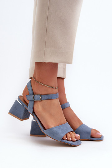 Women's Sandals on an Eco Suede Block, Blue Leisha 2