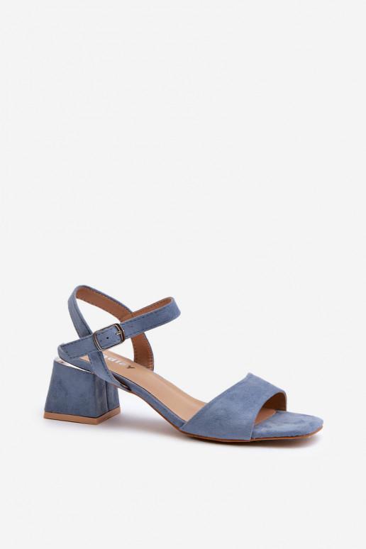 Women's Sandals on an Eco Suede Block, Blue Leisha