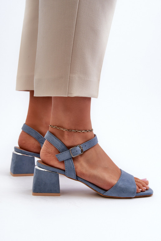 Women's Sandals on an Eco Suede Block, Blue Leisha