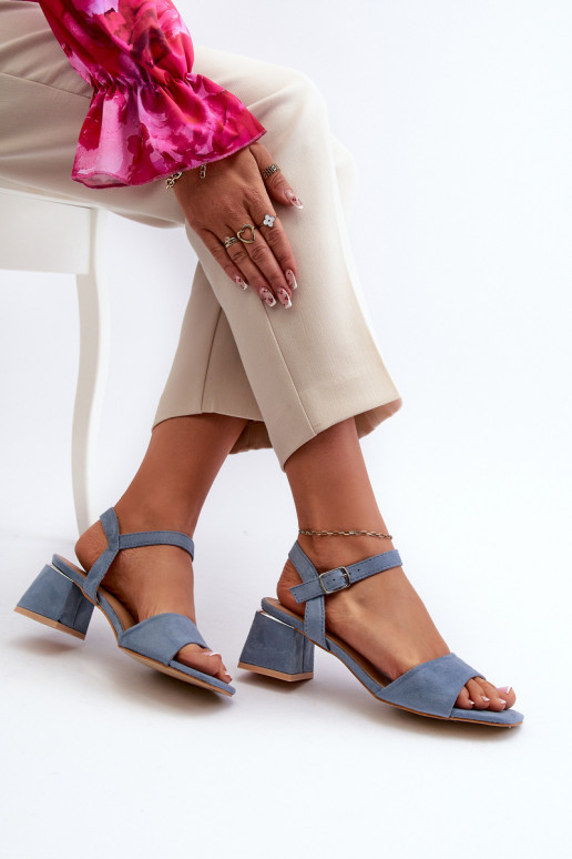 Women's Sandals on an Eco Suede Block, Blue Leisha
