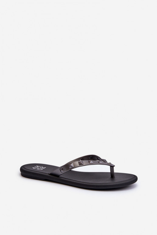 [Flat Flexible Women's Flip-Flops ZAXY JJ285297 Gray-Black]