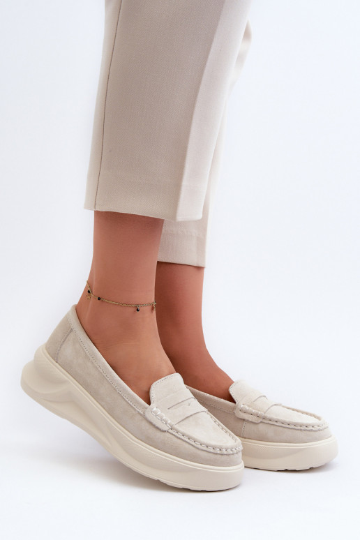Light Beige Women's Suede Moccasins Filidia Light Beige Women's Suede Moccasins Filidia