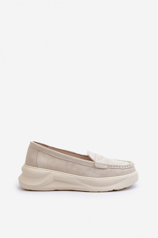 Light Beige Women's Suede Moccasins Filidia Light Beige Women's Suede Moccasins Filidia