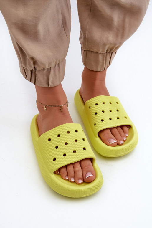 Women's Foam Slides on Thick Sole Lime Beula