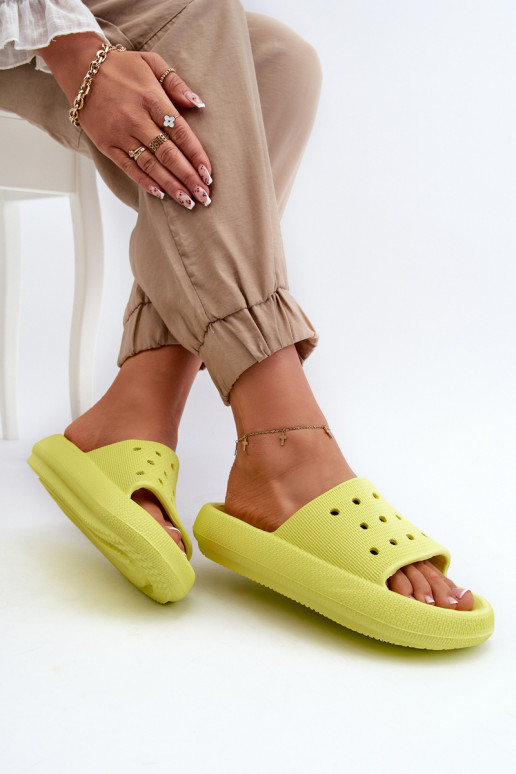 Women's Foam Slides on Thick Sole Lime Beula