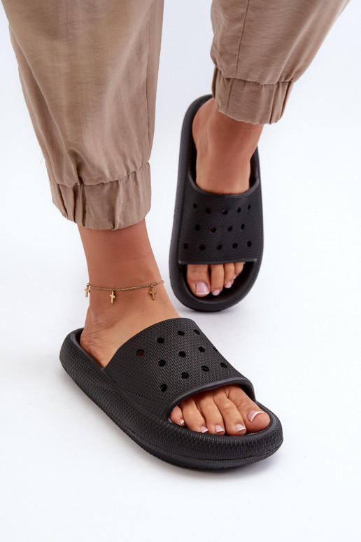 Women's Foam Slides With Thick Sole Black Beula Women's Foam Slides With Thick Sole Black Beula