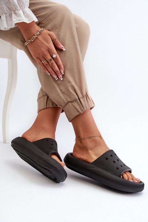 Women's Foam Slides With Thick Sole Black Beula Women's Foam Slides With Thick Sole Black Beula