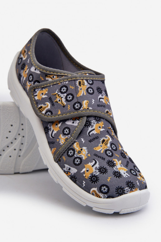 Comfortable Boy's Slippers with Velcro Befado 974Y552 Grey Comfortable Boy's Slippers with Velcro Befado 974Y552 Grey