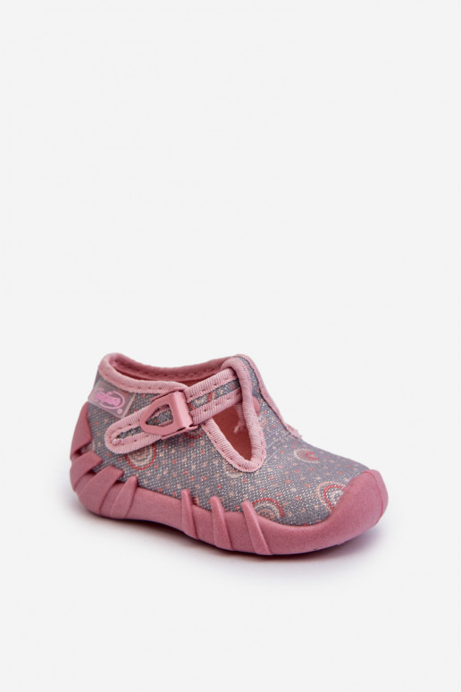 Comfortable Children's Slippers BEFADO 110N490 Grey-Pink Comfortable Children's Slippers BEFADO 110N490 Grey-Pink
