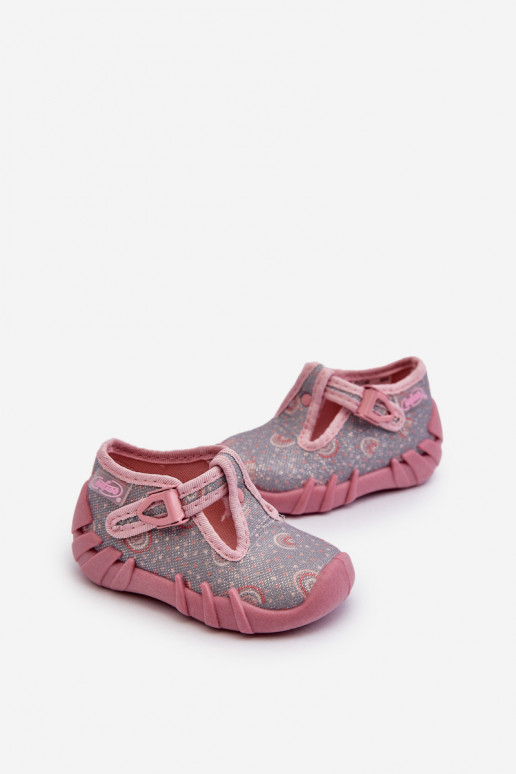 Comfortable Children's Slippers BEFADO 110N490 Grey-Pink Comfortable Children's Slippers BEFADO 110N490 Grey-Pink