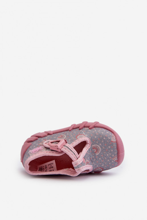 Comfortable Children's Slippers BEFADO 110N490 Grey-Pink Comfortable Children's Slippers BEFADO 110N490 Grey-Pink