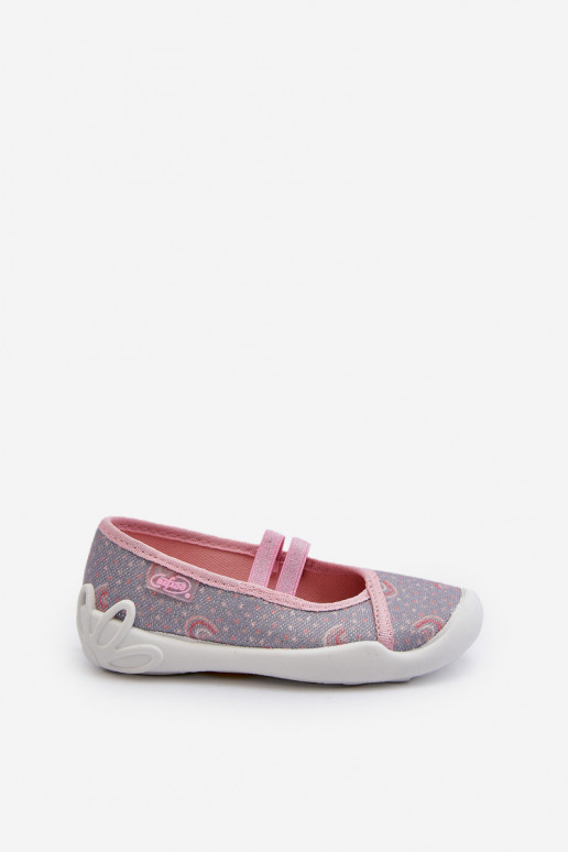 Slippers Ballerinas with Pattern Befado 116X328 Gray-Pink Slippers Ballerinas with Pattern Befado 116X328 Gray-Pink