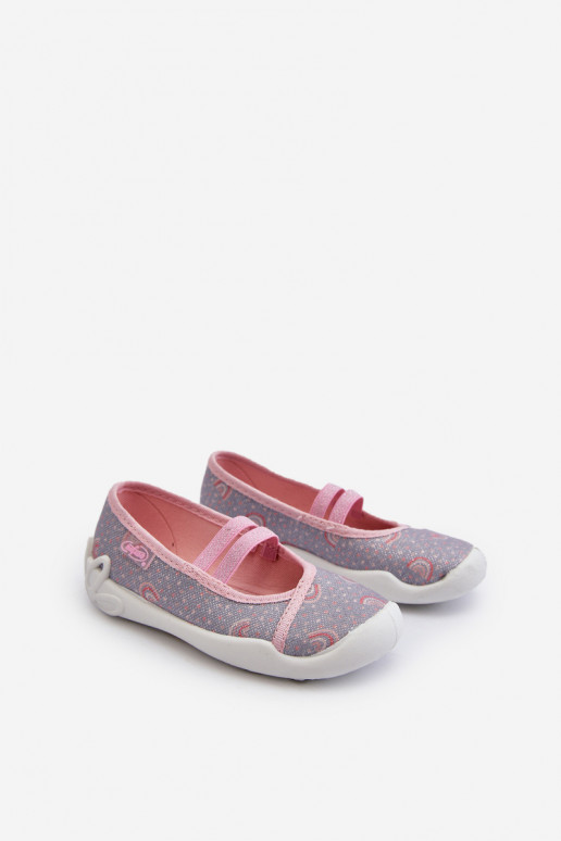 Slippers Ballerinas with Pattern Befado 116X328 Gray-Pink Slippers Ballerinas with Pattern Befado 116X328 Gray-Pink