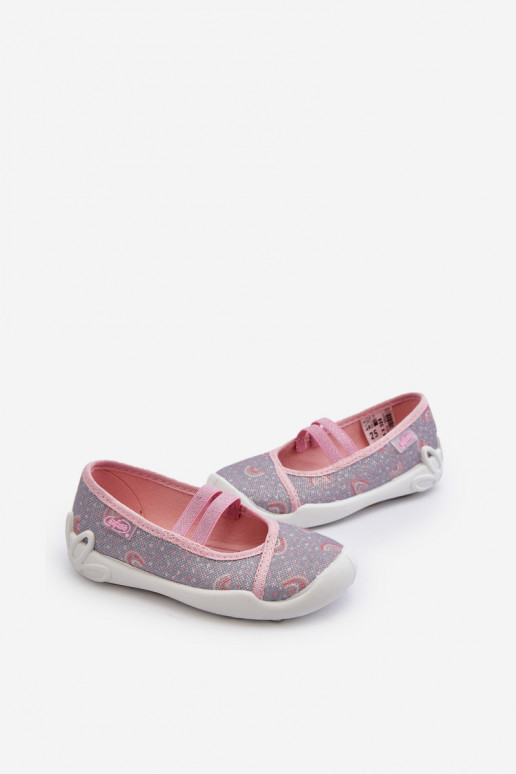 Slippers Ballerinas with Pattern Befado 116X328 Gray-Pink Slippers Ballerinas with Pattern Befado 116X328 Gray-Pink