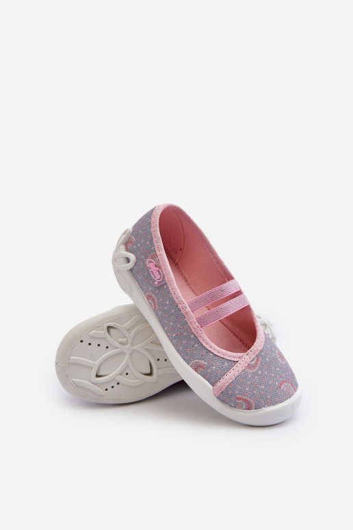 Slippers Ballerinas with Pattern Befado 116X328 Gray-Pink Slippers Ballerinas with Pattern Befado 116X328 Gray-Pink