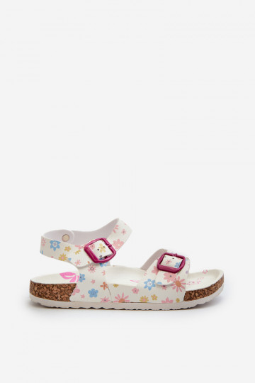 Children's Sandals with Flowers and Buckles White Memoria 2