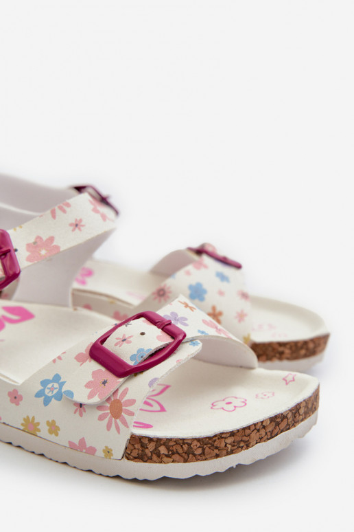Children's Sandals with Flowers and Buckles White Memoria Children's Sandals with Flowers and Buckles White Memoria