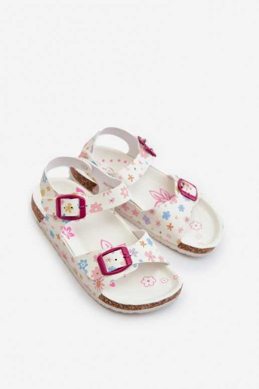 Children's Sandals with Flowers and Buckles White Memoria Children's Sandals with Flowers and Buckles White Memoria