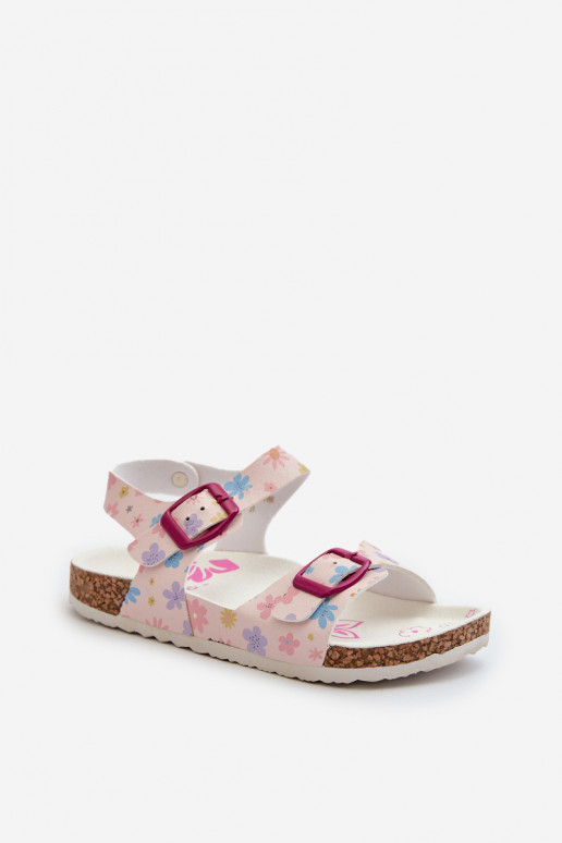 Children's Sandals with Flowers and Buckles Pink Memoria Children's Sandals with Flowers and Buckles Pink Memoria