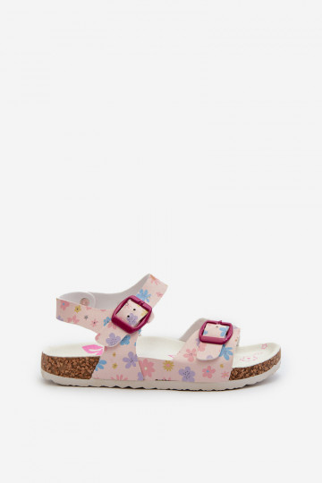 Children's Sandals with Flowers and Buckles Pink Memoria 2