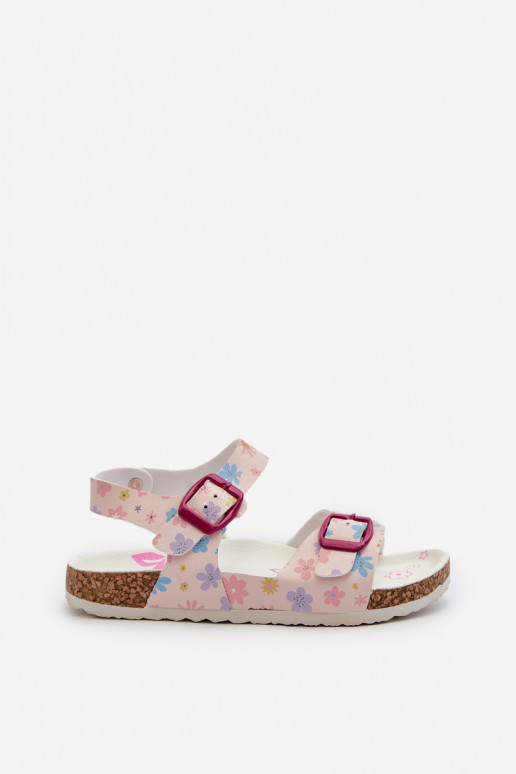 Children's Sandals with Flowers and Buckles Pink Memoria Children's Sandals with Flowers and Buckles Pink Memoria