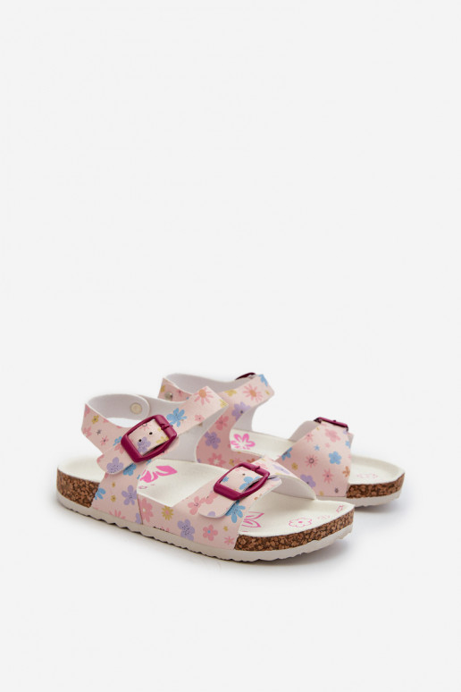 Children's Sandals with Flowers and Buckles Pink Memoria Children's Sandals with Flowers and Buckles Pink Memoria