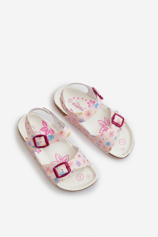 Children's Sandals with Flowers and Buckles Pink Memoria Children's Sandals with Flowers and Buckles Pink Memoria