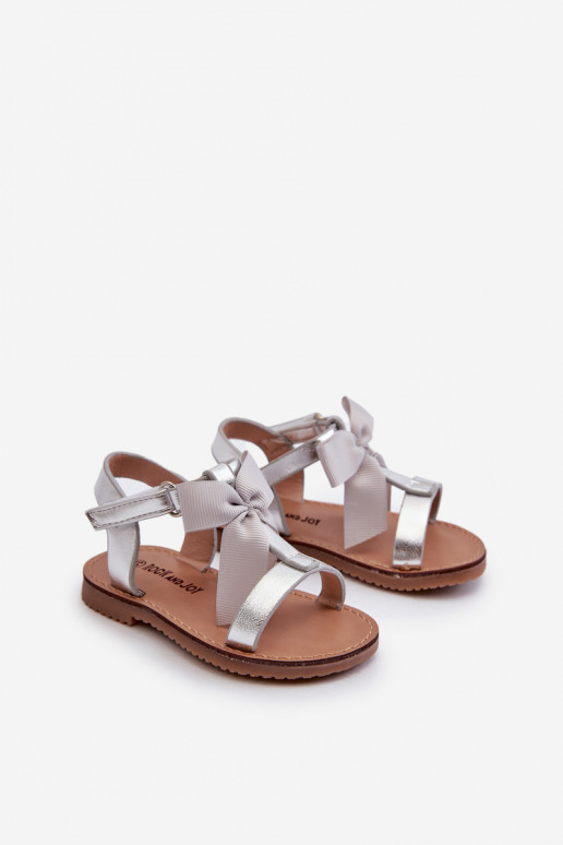 Children's Sandals With Bow on Velcro Silver Joratia Children's Sandals With Bow on Velcro Silver Joratia