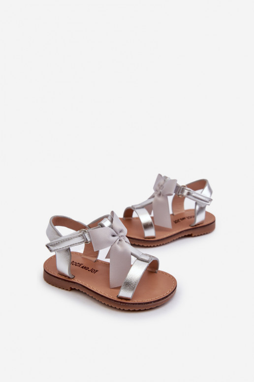 Children's Sandals With Bow on Velcro Silver Joratia Children's Sandals With Bow on Velcro Silver Joratia