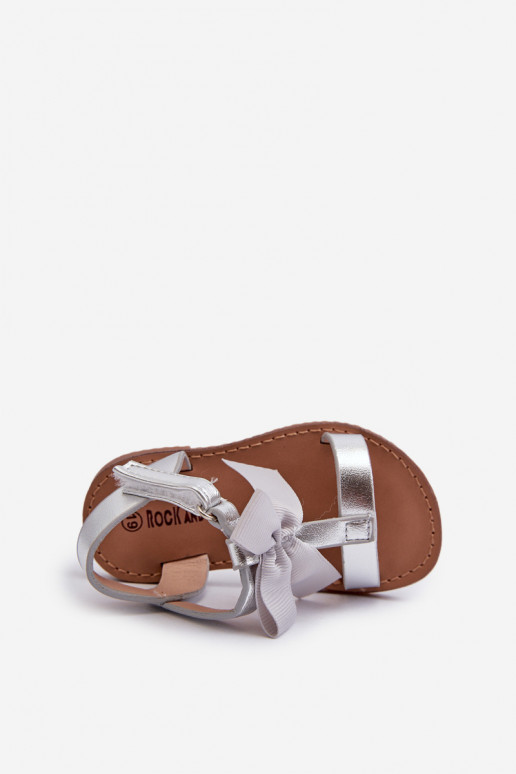 Children's Sandals With Bow on Velcro Silver Joratia Children's Sandals With Bow on Velcro Silver Joratia