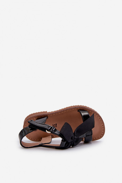 Black Patent Children's Sandals with Bow on Velcro Joratia Black Patent Children's Sandals with Bow on Velcro Joratia