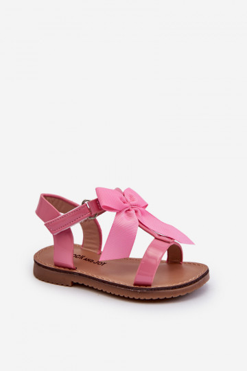Pink Joratia Children's Patent Sandals with Bow on Velcro 2