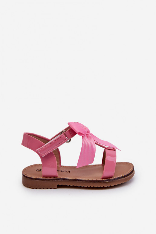 Pink Joratia Children's Patent Sandals with Bow on Velcro Pink Joratia Children's Patent Sandals with Bow on Velcro