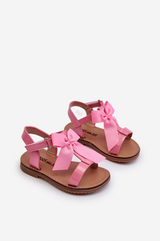 Pink Joratia Children's Patent Sandals with Bow on Velcro Pink Joratia Children's Patent Sandals with Bow on Velcro