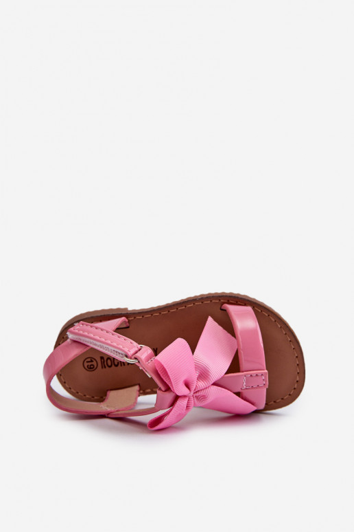 Pink Joratia Children's Patent Sandals with Bow on Velcro Pink Joratia Children's Patent Sandals with Bow on Velcro