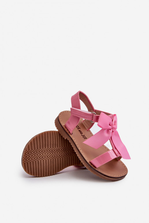 Pink Joratia Children's Patent Sandals with Bow on Velcro Pink Joratia Children's Patent Sandals with Bow on Velcro