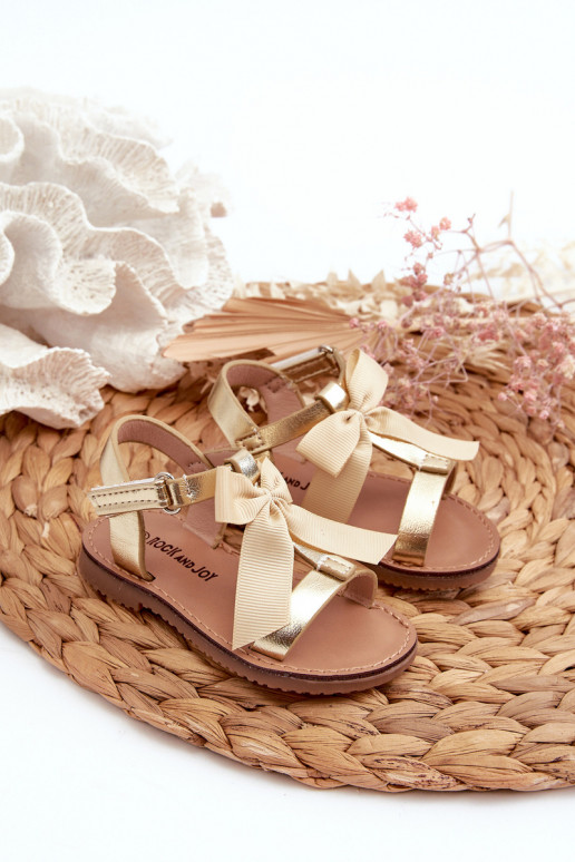 Children's Sandals With Bow and Velcro Golden Joratia Children's Sandals With Bow and Velcro Golden Joratia