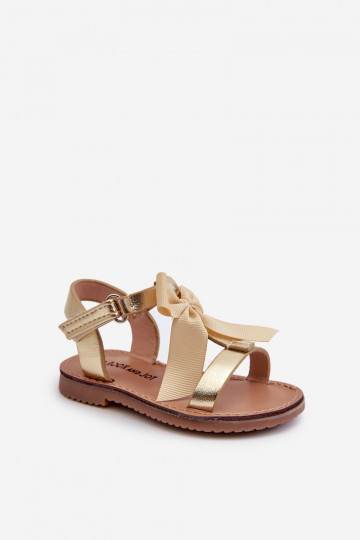 Children's Sandals With Bow and Velcro Golden Joratia 2