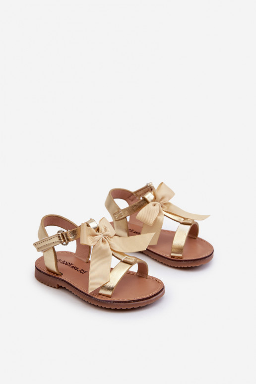 Children's Sandals With Bow and Velcro Golden Joratia Children's Sandals With Bow and Velcro Golden Joratia
