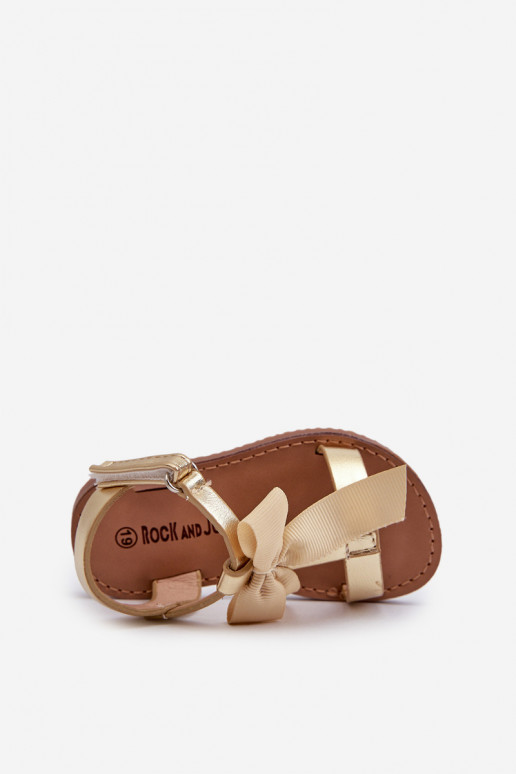 Children's Sandals With Bow and Velcro Golden Joratia Children's Sandals With Bow and Velcro Golden Joratia