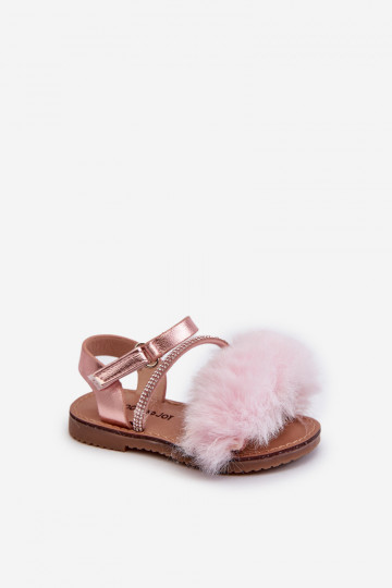 Pink Joratia Children's Patent Sandals with Bow on Velcro 2