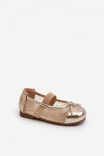 Kids' ballet flats with bow Gold Jellema 2