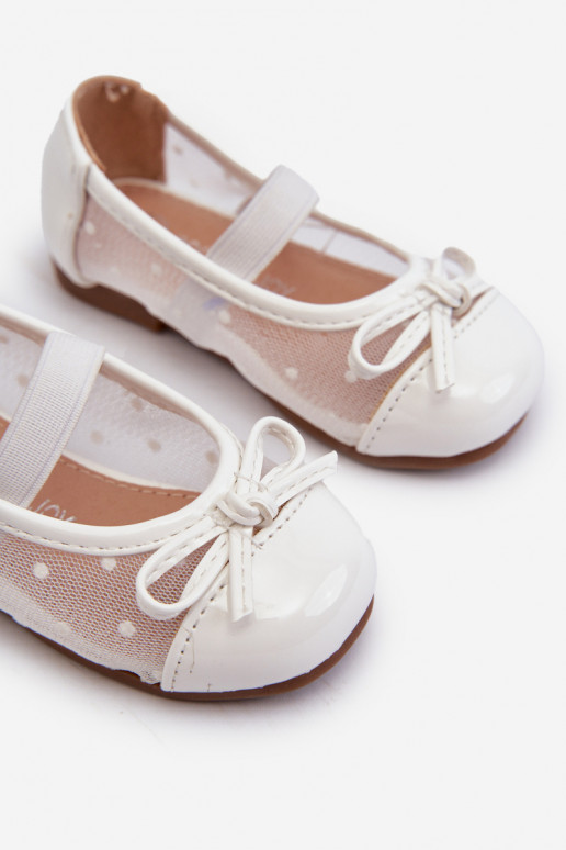 White Children's Ballerina Flats with Bow Jellema