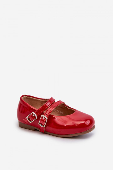 Red Patent Leather Children's Ballerina Flats with Straps Margenis 2
