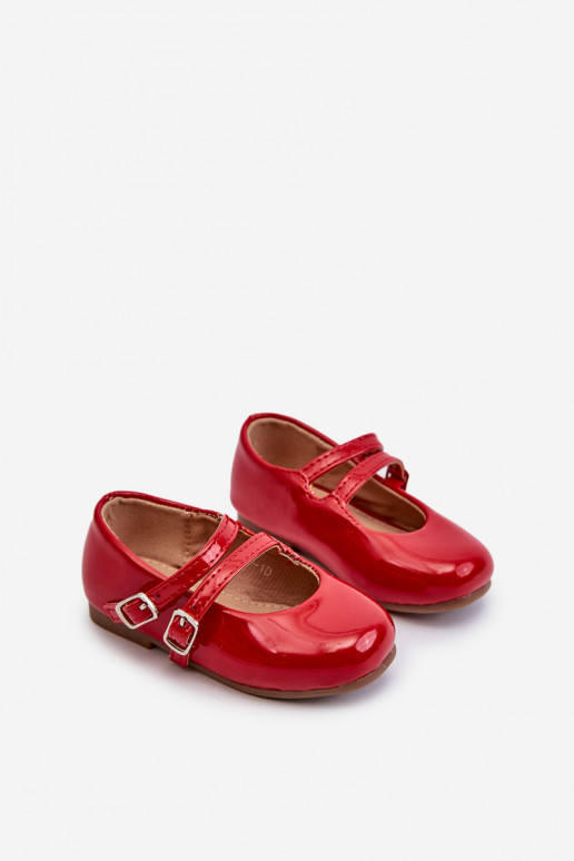 Red Patent Leather Children's Ballerina Flats with Straps Margenis