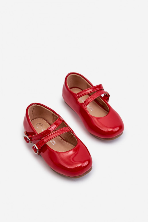 Red Patent Leather Children's Ballerina Flats with Straps Margenis